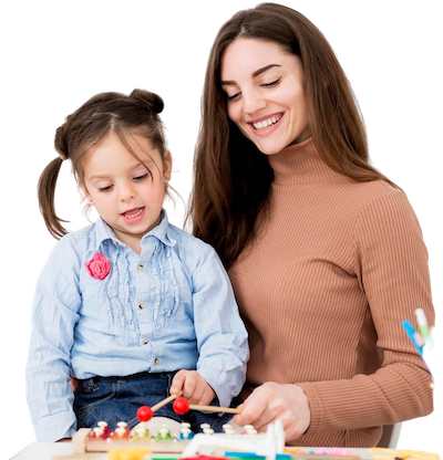 Teacher and child playing xylophone